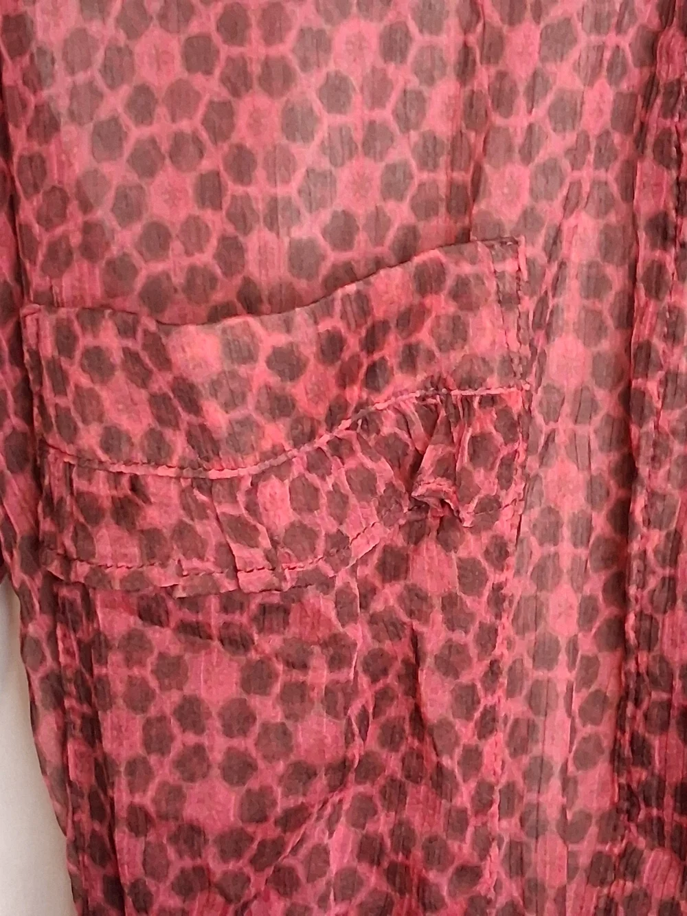 Misa Los Angeles Anika Mini Dress In Cardinal Tile Print S Sheer Chiffon Boho - Picture 5 of 12